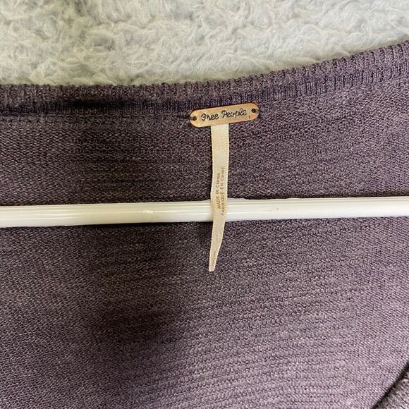 Free People womens S long sleeve oversized lace raw hem linen blend boho - Picture 3 of 8